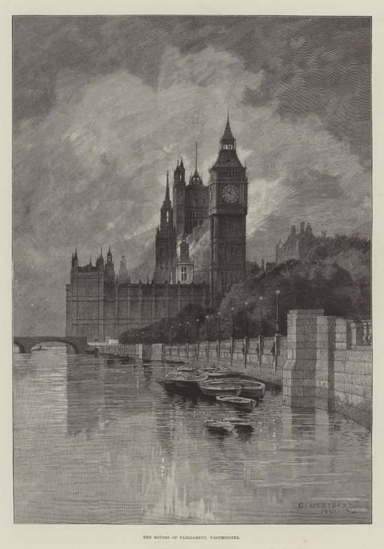 Het Parlement, Westminster door Charles Auguste Loye