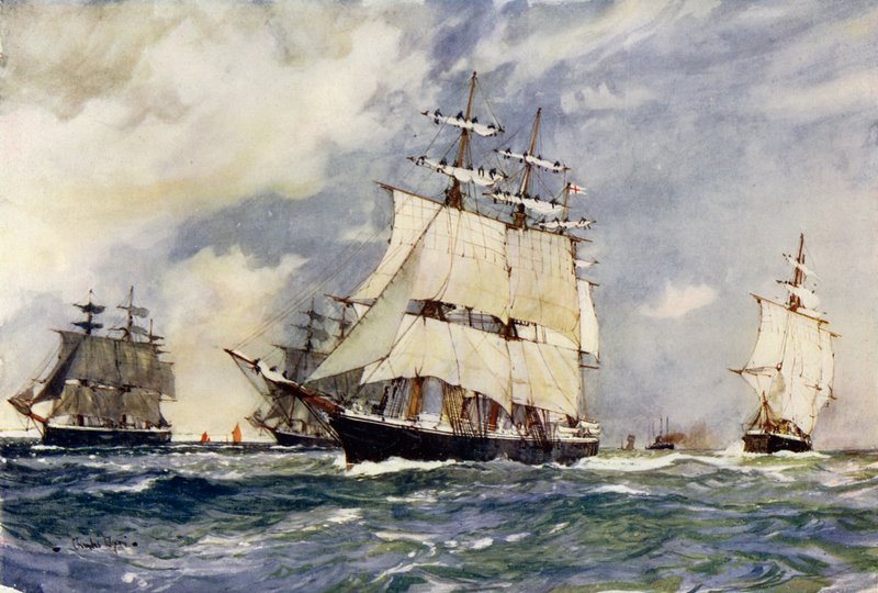 Het zeiltrainingseskader, 1899 door Charles Edward Dixon