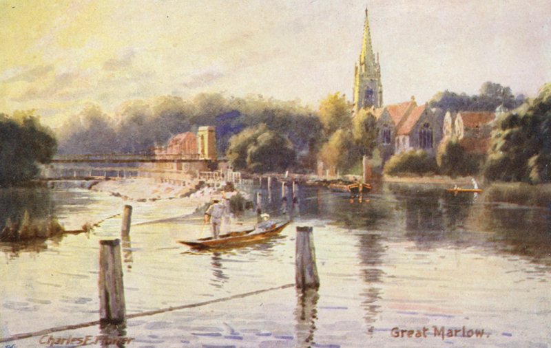 Rivier de Theems: Great Marlow door Charles Edwin Flower