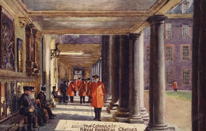 De Colonnade, Royal Hospital Chelsea door Charles Edwin Flower