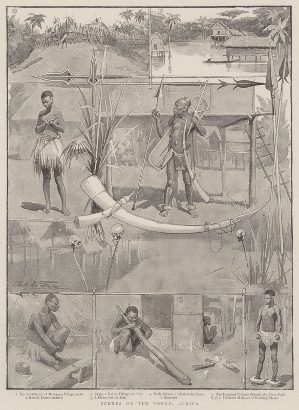 Scènes aan de Congo, Afrika door Charles Edwin Fripp