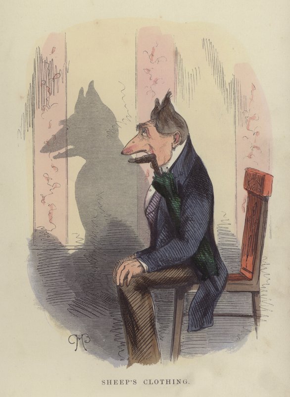 Schaapskleren (gekleurde gravure) door Charles Henry Bennett