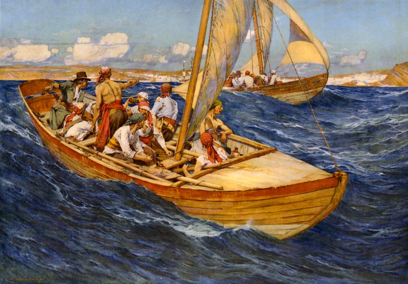 Roofvogels (kleurenlitho) door Charles Murray (after) Padday