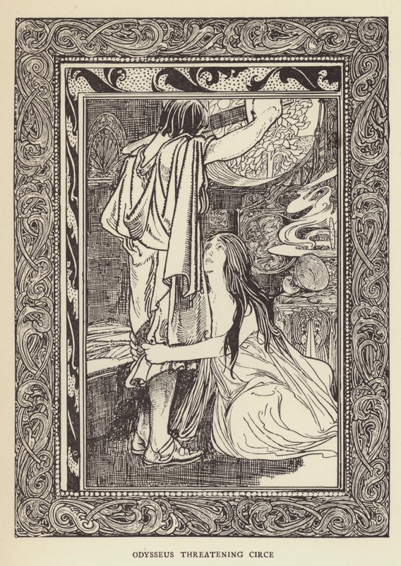 Odysseus bedreigt Circe door Sir John Charles Robinson