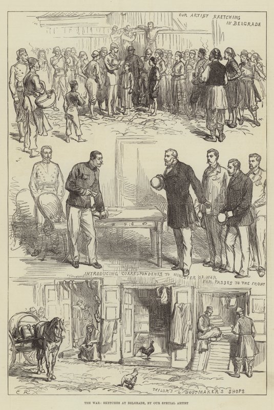 De Oorlog, Schetsen in Belgrado door Sir John Charles Robinson