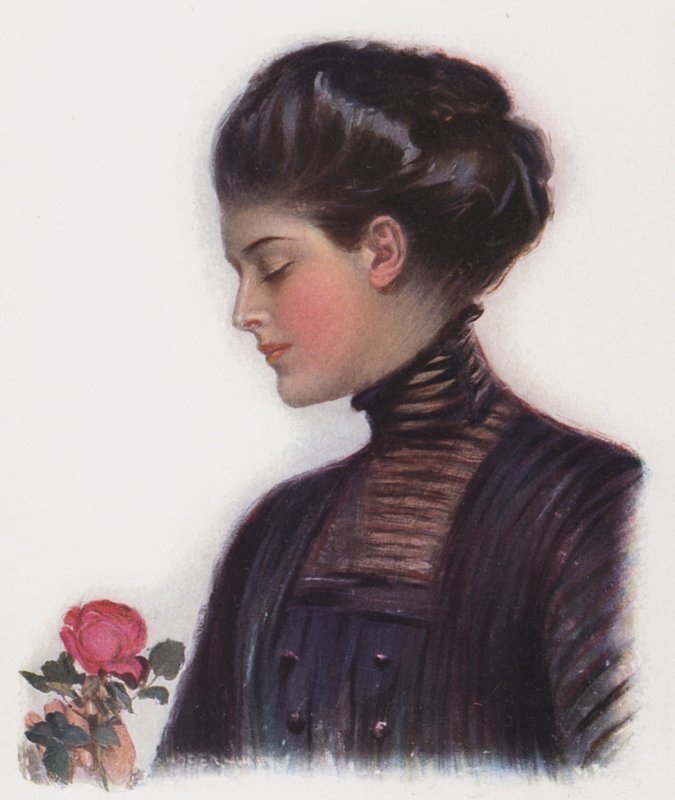 Meisje met een roos door Clarence F. Underwood