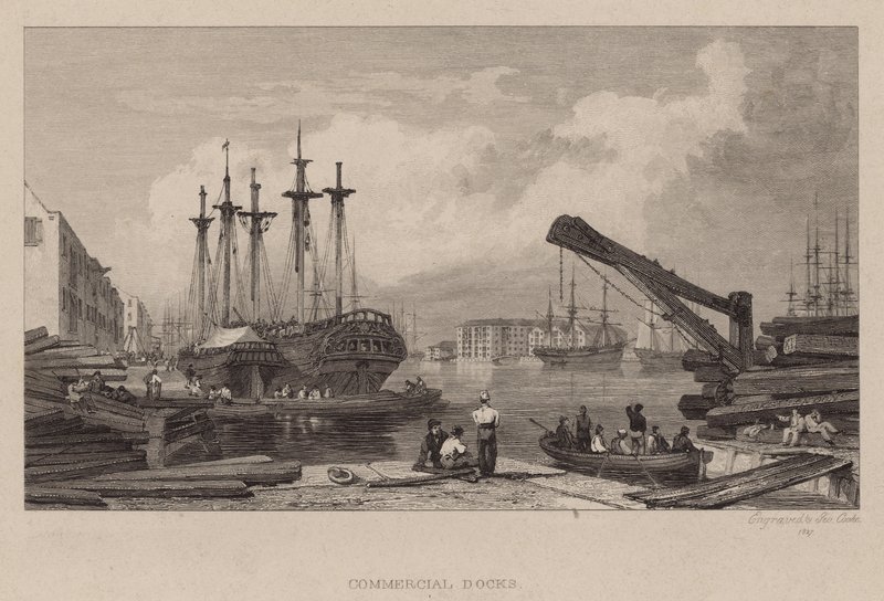 Commerciële dokken, Londen door Clarkson Frederick Stanfield