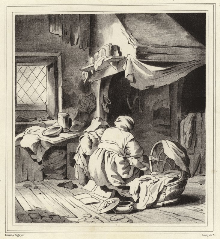 Huiselijke scène door Cornelis Pietersz Bega