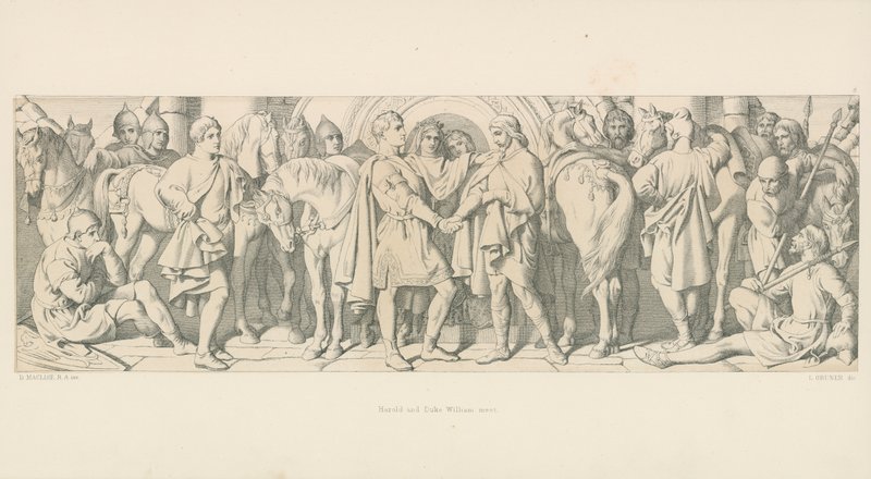 Harold en Hertog Willem ontmoeten elkaar door Daniel Maclise