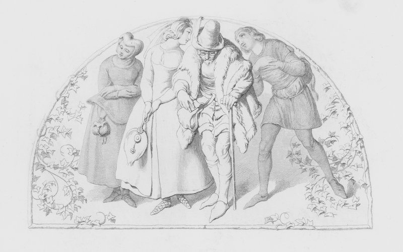 Shakespeare, De Magere en Slippende Pantaloon door Daniel Maclise
