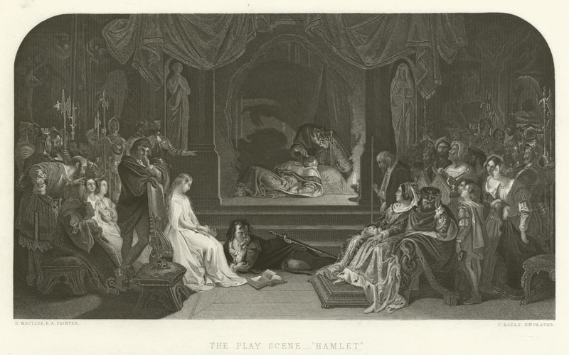 De Toneelscène in Hamlet door Daniel Maclise