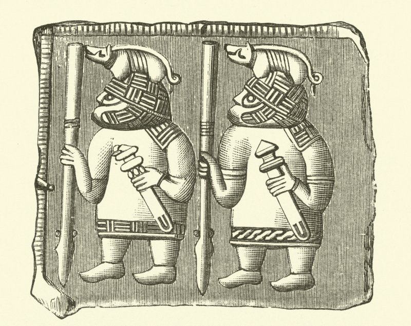 Krijgers uit de Vikingtijd (gravure) door Danish School
