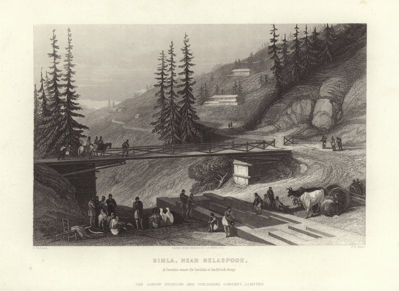 Simla, nabij Belaspoor door David Roberts
