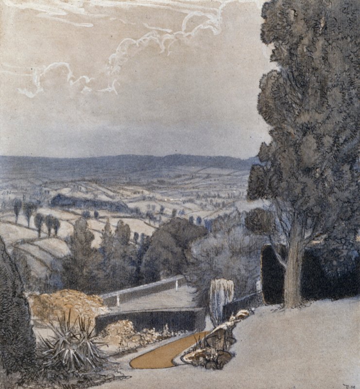 Benchams, nabij Sidmouth (kleur litho) door Donald (after) Maxwell