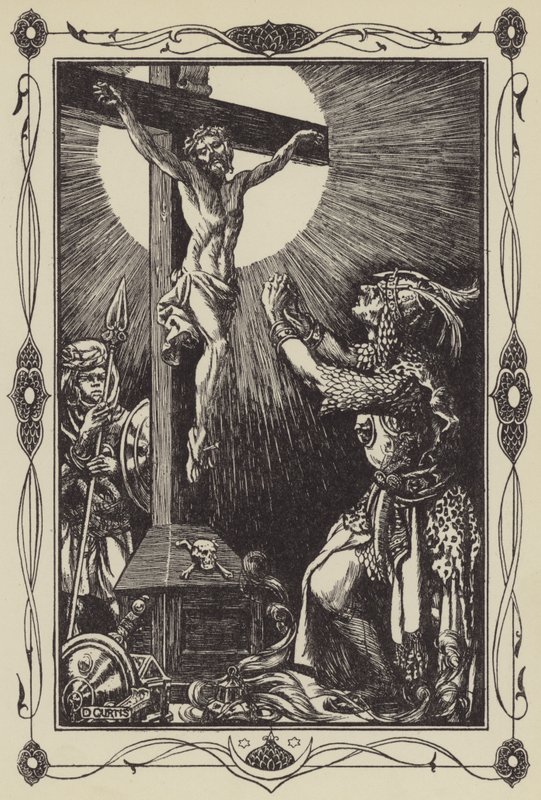De Bekering van Sir Palamides (litho). door Dora Curtis