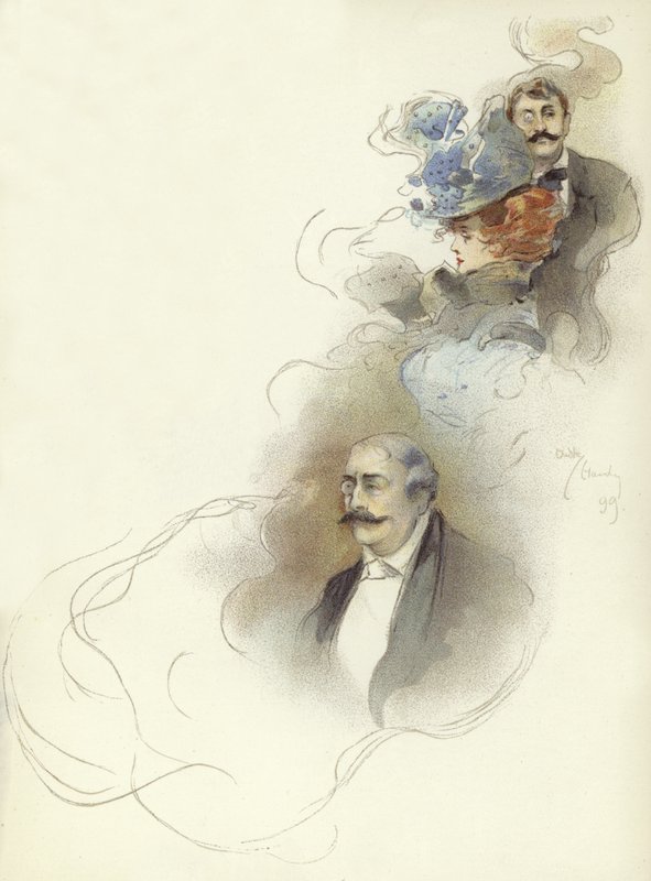Personages bij Savoy diner door Dudley Hardy