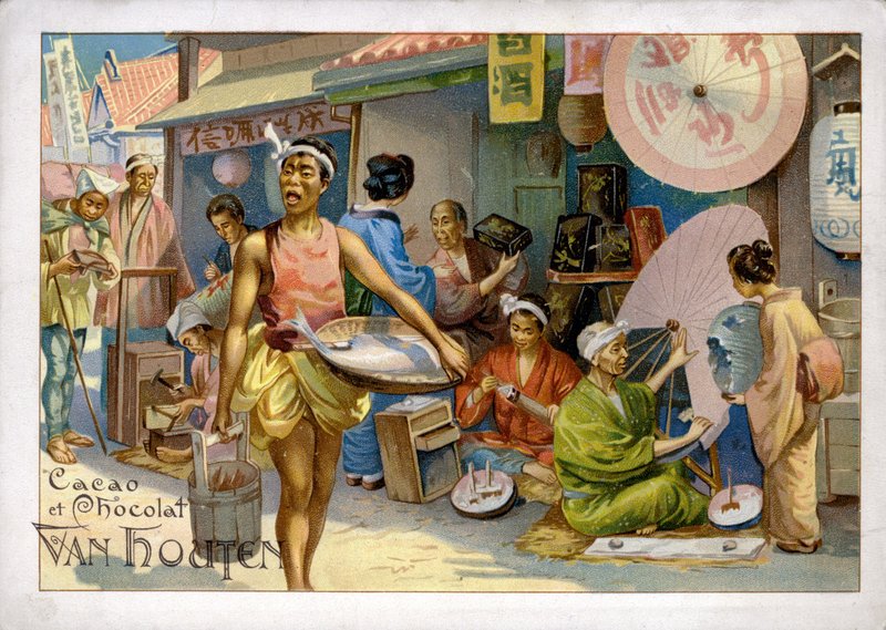 Aziatische marktscène door Dutch School