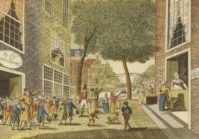 Kinderen komen uit school, 1812 door Dutch School
