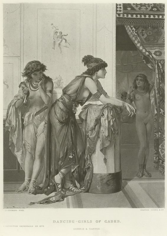 Dansende meisjes van Cades (gravure) door Dutch School