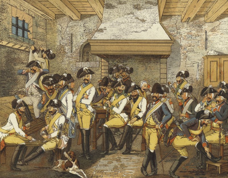Nederlandse cavalerie-uniformen, ca. 1790 door Dutch School