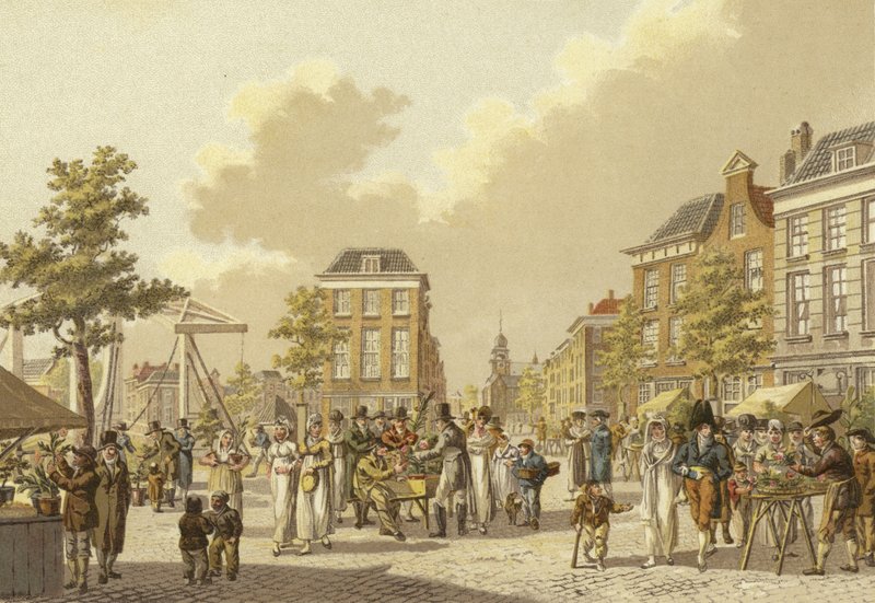 Bloemenmarkt, Rotterdam, 1807 door Dutch School