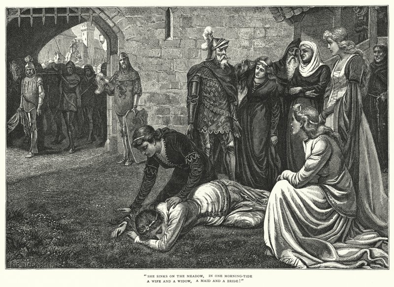 De bruid van Malahide (gravure) door Edmund Blair (after) Leighton