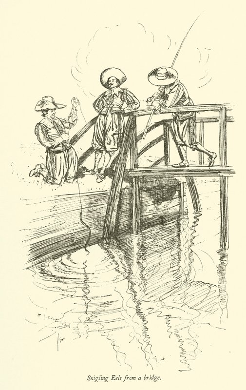 Paling vangen vanaf een brug door Edmund Joseph after Sullivan