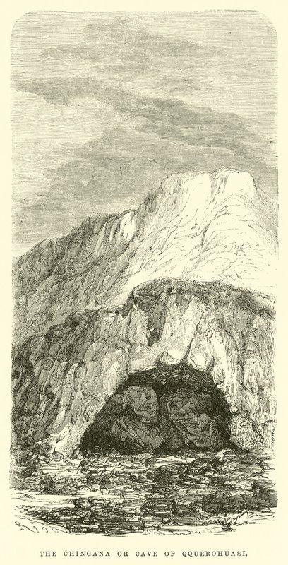 De Chingana of grot van Qquerohuasi door Edouard Riou
