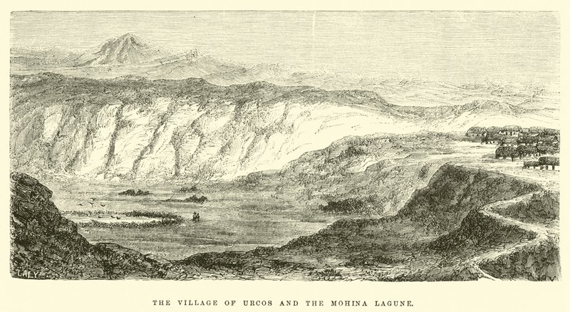 Het dorp Urcos en de Mohina Lagune door Edouard Riou