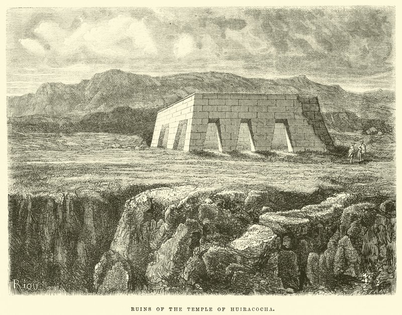 Ruïnes van de Tempel van Huiracocha door Edouard Riou