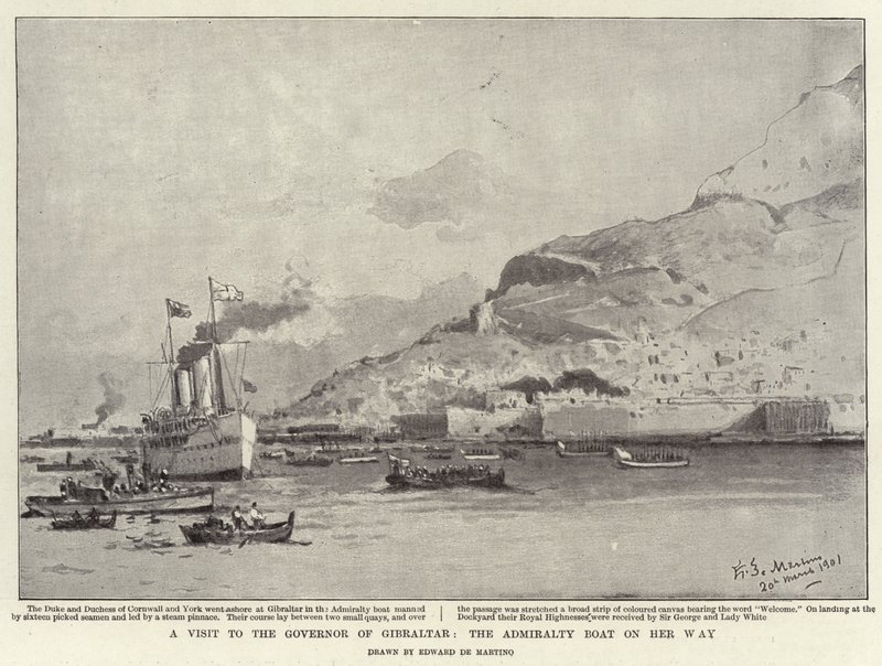 Een Bezoek aan de Gouverneur van Gibraltar, de Admiraliteitsboot op Weg door Eduardo de Martino