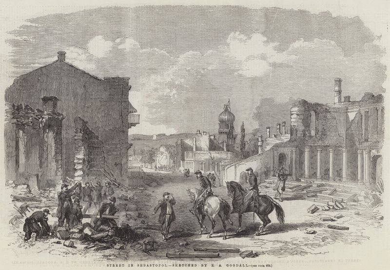 Straat in Sebastopol door Edward Angelo Goodall