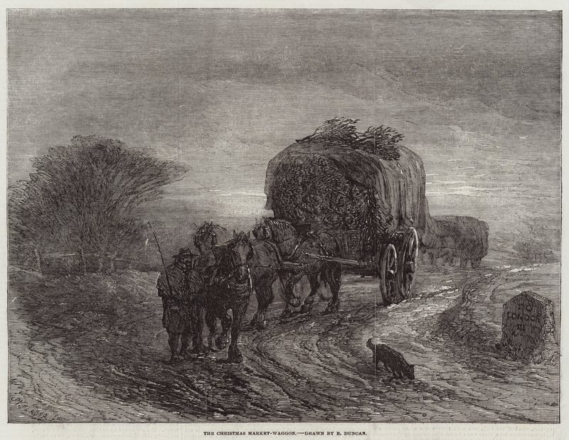 De Kerstmarkt-Wagen door Edward Duncan