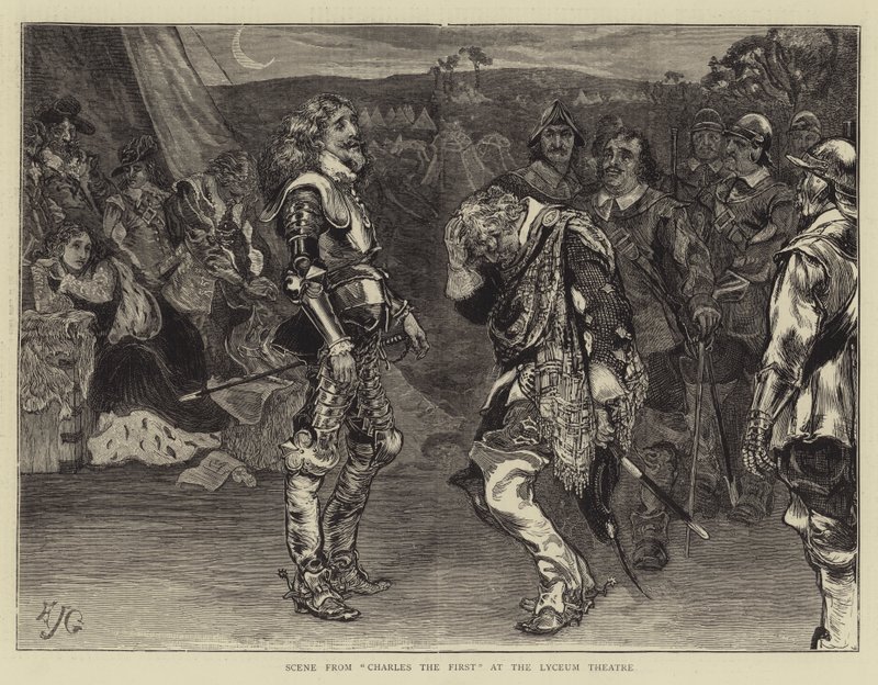 Scène uit Charles de Eerste in het Lyceum Theater door Edward John Gregory