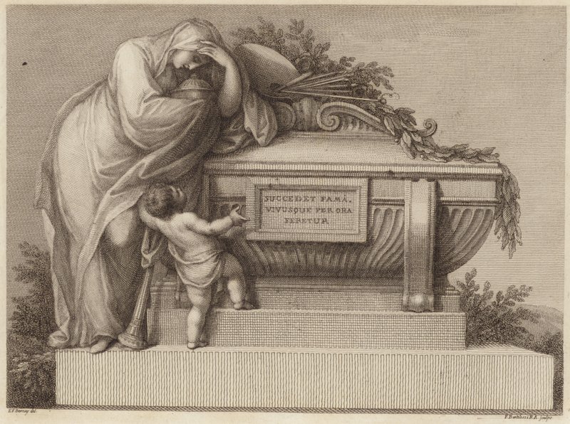 Begrafeniskaart van Sir Joshua Reynolds door Edward Francis Burney
