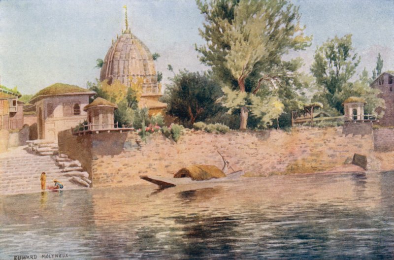 Een Hindoe Tempel, Srinagar door Edward Mary Joseph Molyneux