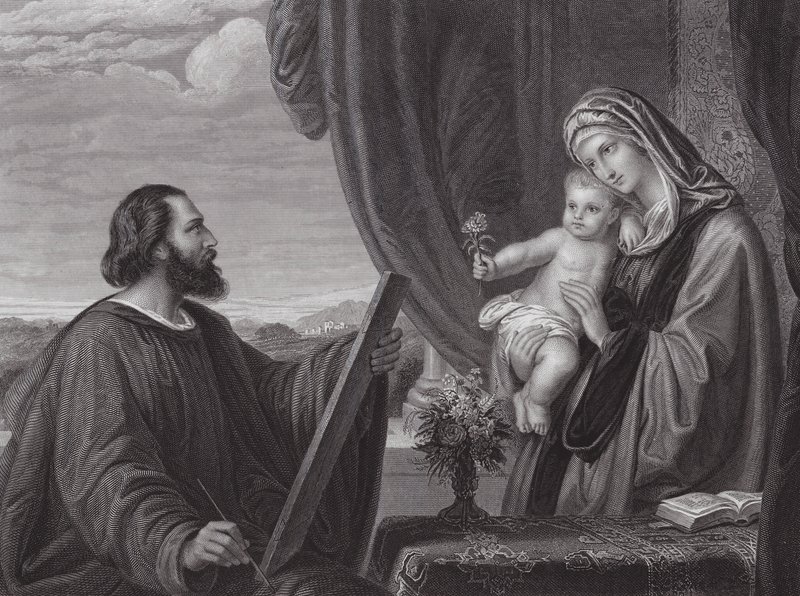 St. Lucas en de Maagd (gravure) door Edward von Steinle