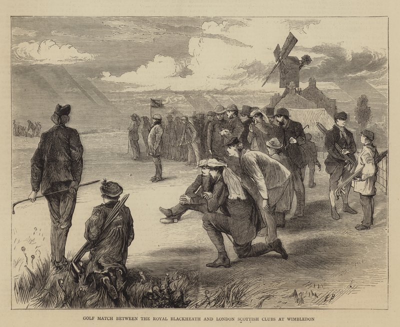 Golfwedstrijd tussen de Royal Blackheath en London Scottish Clubs in Wimbledon door Edwin Buckman