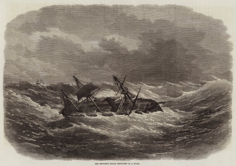 De Krokodil Indiase troepenschip in een storm door Edwin Weedon