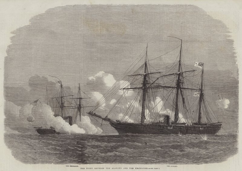 Het gevecht tussen de Alabama en de Kearsarge door Edwin Weedon