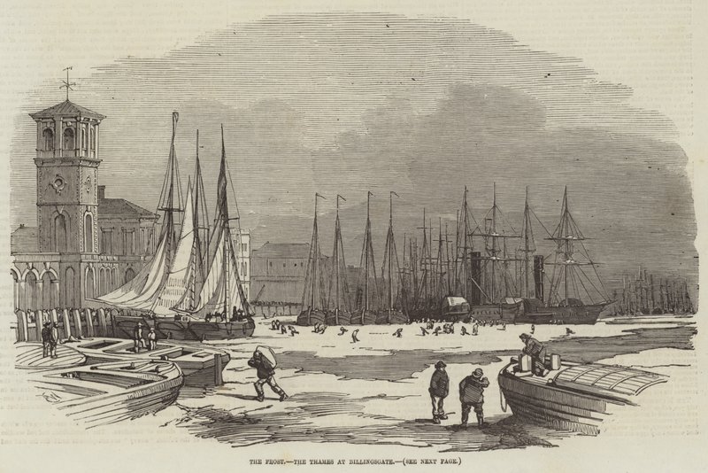 De vorst, de Theems bij Billingsgate door Edwin Weedon