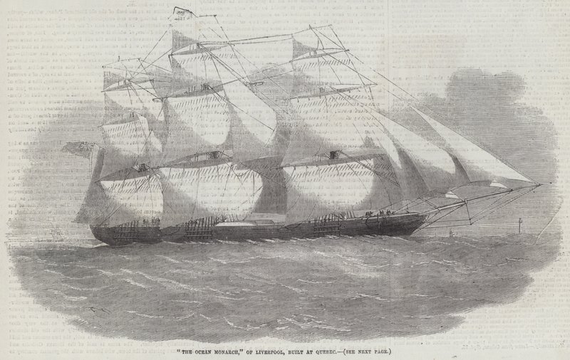 De Ocean Monarch, van Liverpool, gebouwd in Quebec door Edwin Weedon