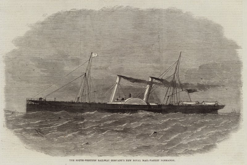 Het Nieuwe Koninklijke Postschip Normandy van de South-Western Railway Company door Edwin Weedon