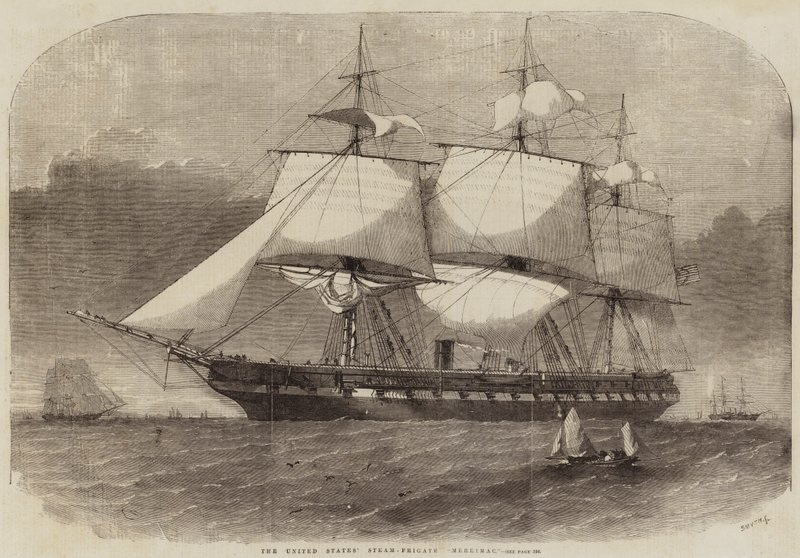 De Stoomfregat Merrimac van de Verenigde Staten door Edwin Weedon