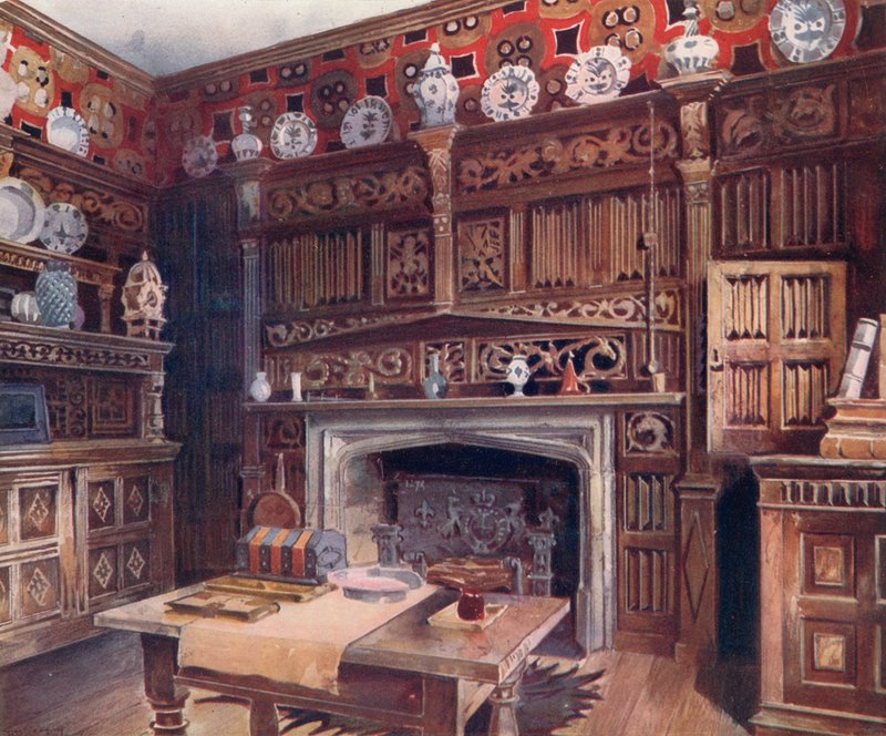 De gepaneelde studeerkamer in Groombridge Place door Edwin John Foley