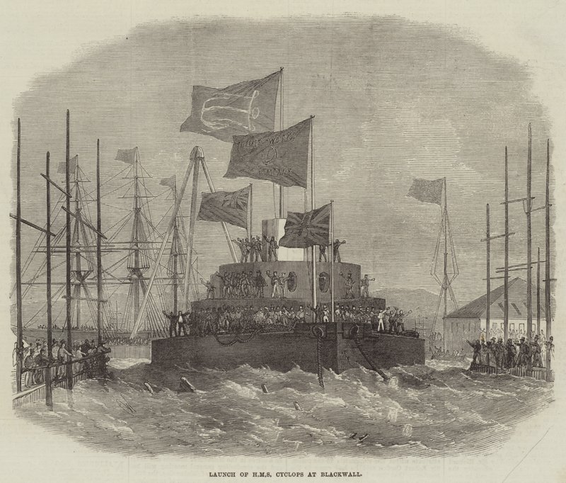 Te Water Laten van HMS Cyclops in Blackwall door Edwin Weedon
