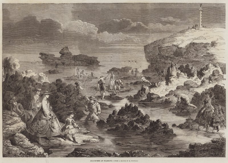 Garnalenvissers in Biarritz door Emile Antoine Bayard
