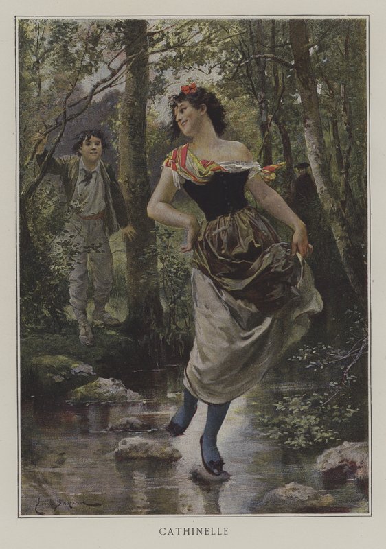 Cathinelle (kleur litho) door Emile Antoine (after) Bayard