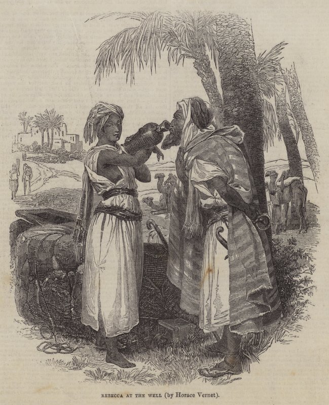 Rebecca bij de bron door Emile Jean Horace Vernet