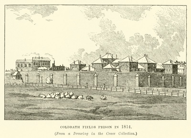 Coldbath Fields Gevangenis in 1814 door English School